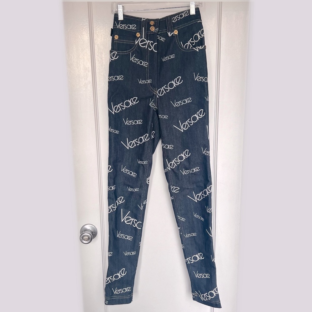 Versace Logo Print Skinny Jeans